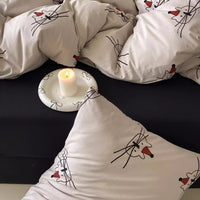 HKM-965715 Cotton Knitted Printed Four-Piece Bedding Set with Geometric, Floral, and Animal Patterns