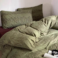 HKM-965715 Cotton Knitted Printed Four-Piece Bedding Set with Geometric, Floral, and Animal Patterns