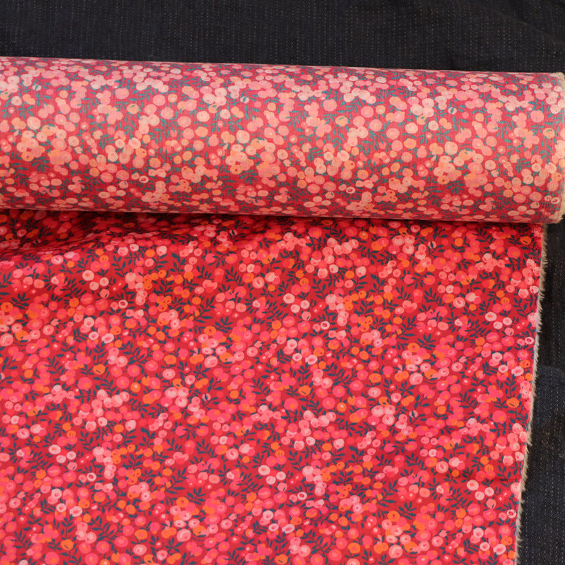 HKM-965715 Digital Printed Cotton Fabric for Children's Clothing - Wild Berry Wine Red, 110cm Width, 100% Cotton