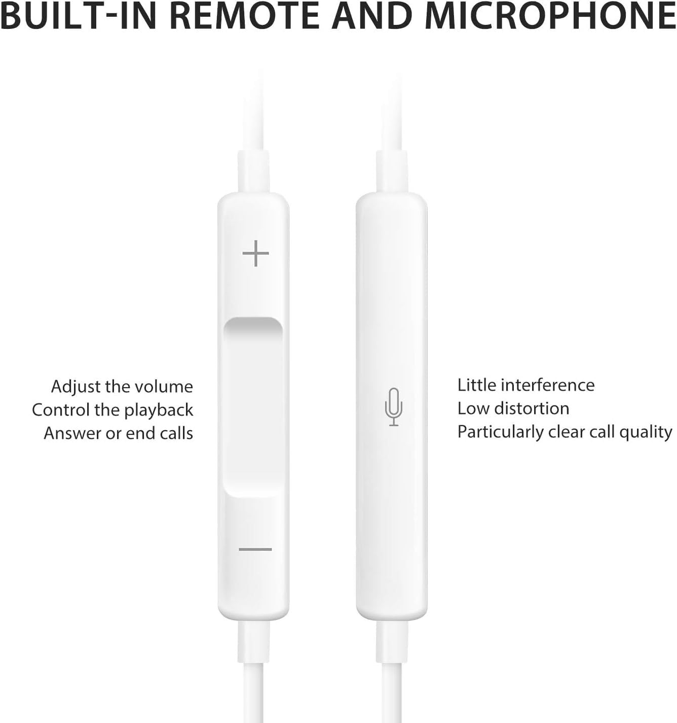 HKM-965779 Lightning In-Ear Wired Earbuds for iPhone 14, 13, 12, 11, 8 Plus, XS - Built-in Remote for Music and Calls