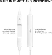 HKM-965779 Lightning In-Ear Wired Earbuds for iPhone 14, 13, 12, 11, 8 Plus, XS - Built-in Remote for Music and Calls