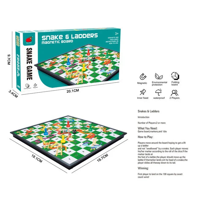 HKM-965843 EPT Magnetic Snakes and Ladders Board Game Set for Family Fun