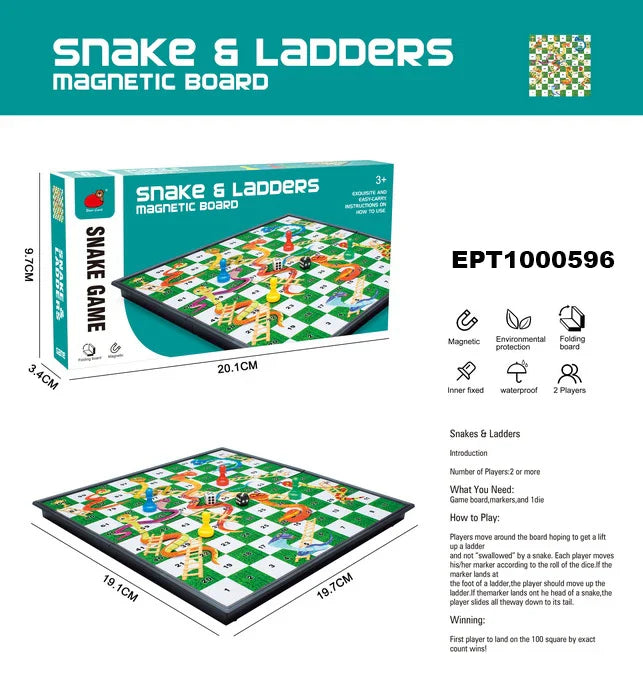 HKM-965843 EPT Magnetic Snakes and Ladders Board Game Set for Family Fun