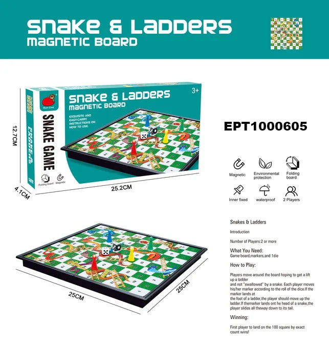 HKM-965843 EPT Magnetic Snakes and Ladders Board Game Set for Family Fun