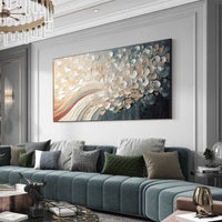 HKM-965971 Hand-Painted White Cherry Blossom Tree Oil Painting on Canvas for Modern Home Decor