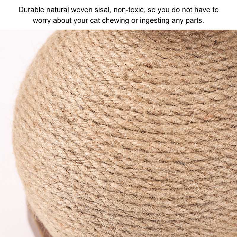 HKM-966035 Wooden Vertical Cat Scratching Post with Sisal Rope and Double Ball Features