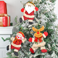 HKM-966163 Festive Holiday Tree Ornaments Set - Santa, Snowman, Reindeer, and Bear Figures with Scarves and Bows