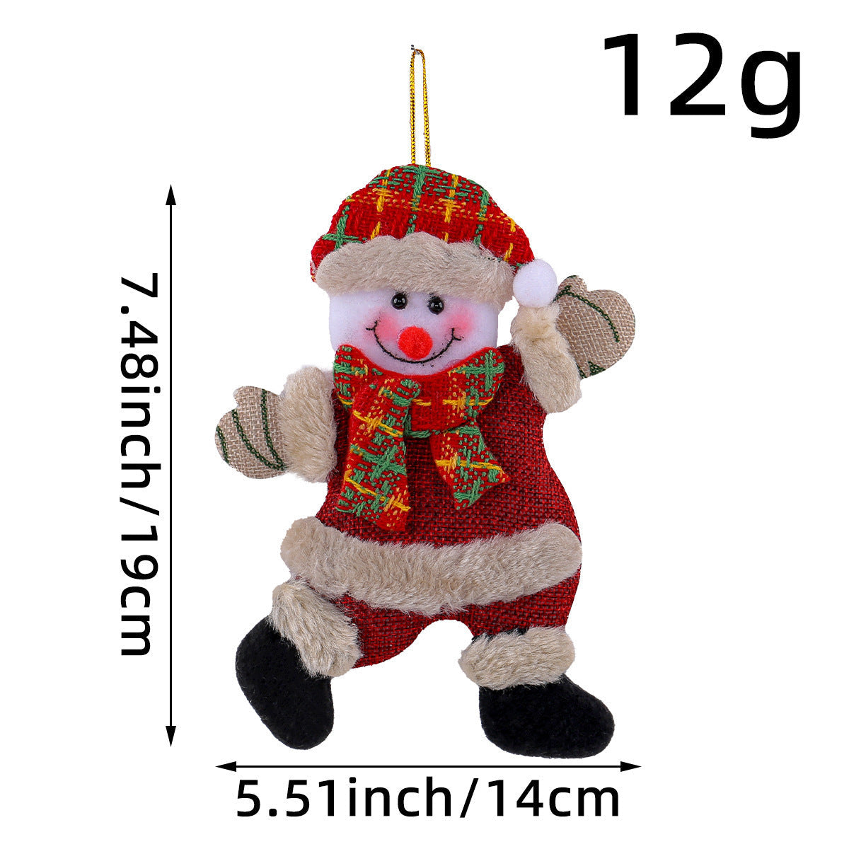 HKM-966163 Festive Holiday Tree Ornaments Set - Santa, Snowman, Reindeer, and Bear Figures with Scarves and Bows