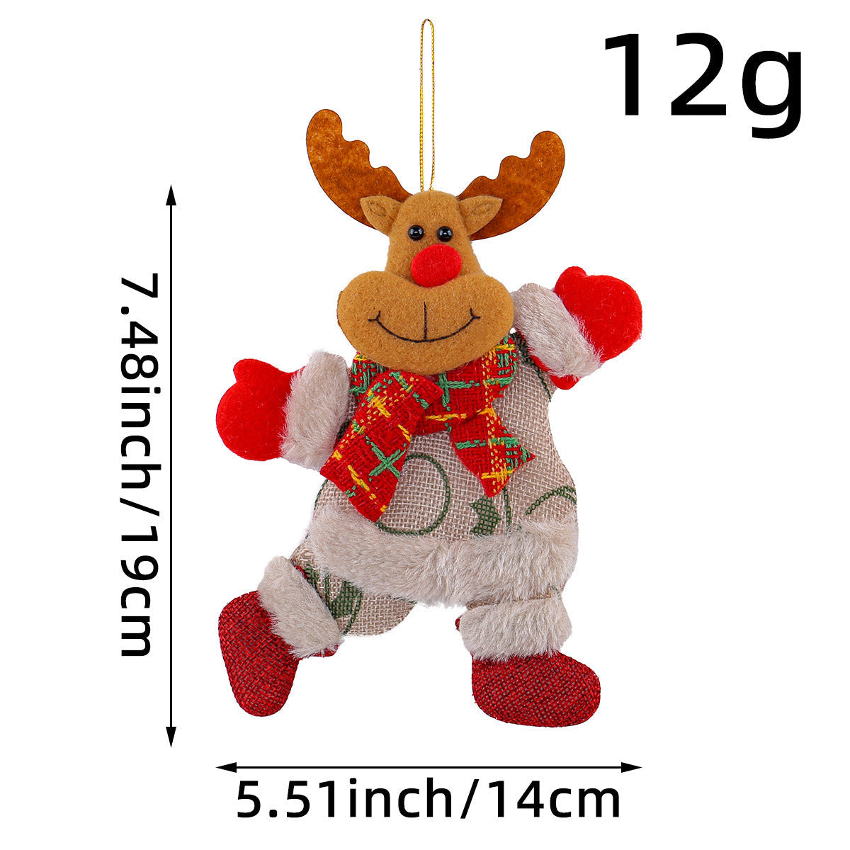 HKM-966163 Festive Holiday Tree Ornaments Set - Santa, Snowman, Reindeer, and Bear Figures with Scarves and Bows