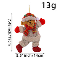 HKM-966163 Festive Holiday Tree Ornaments Set - Santa, Snowman, Reindeer, and Bear Figures with Scarves and Bows