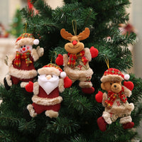 HKM-966163 Festive Holiday Tree Ornaments Set - Santa, Snowman, Reindeer, and Bear Figures with Scarves and Bows