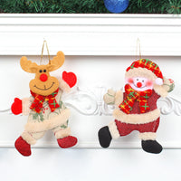 HKM-966163 Festive Holiday Tree Ornaments Set - Santa, Snowman, Reindeer, and Bear Figures with Scarves and Bows