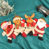 HKM-966163 Festive Holiday Tree Ornaments Set - Santa, Snowman, Reindeer, and Bear Figures with Scarves and Bows