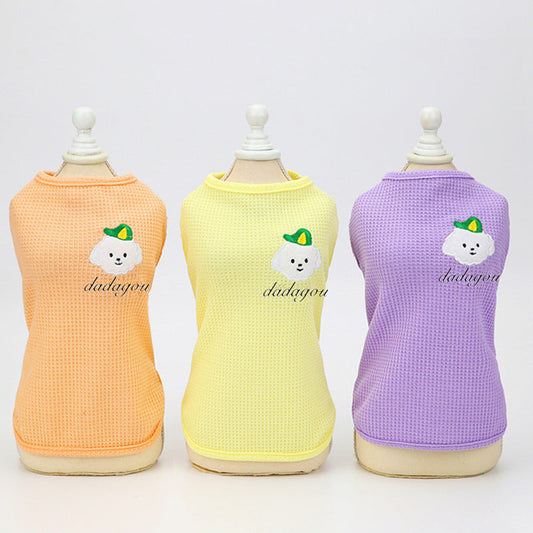HKM-966291 Embroidered Cotton Dog Vest in Pink, Yellow, and Purple - Multiple Sizes Available