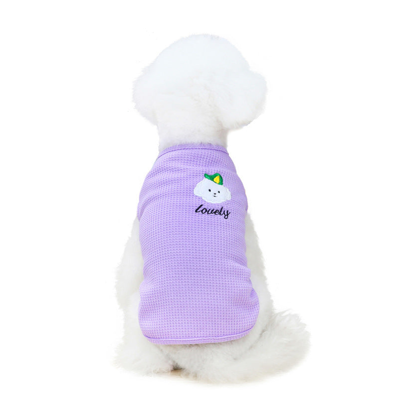 HKM-966291 Embroidered Cotton Dog Vest in Pink, Yellow, and Purple - Multiple Sizes Available