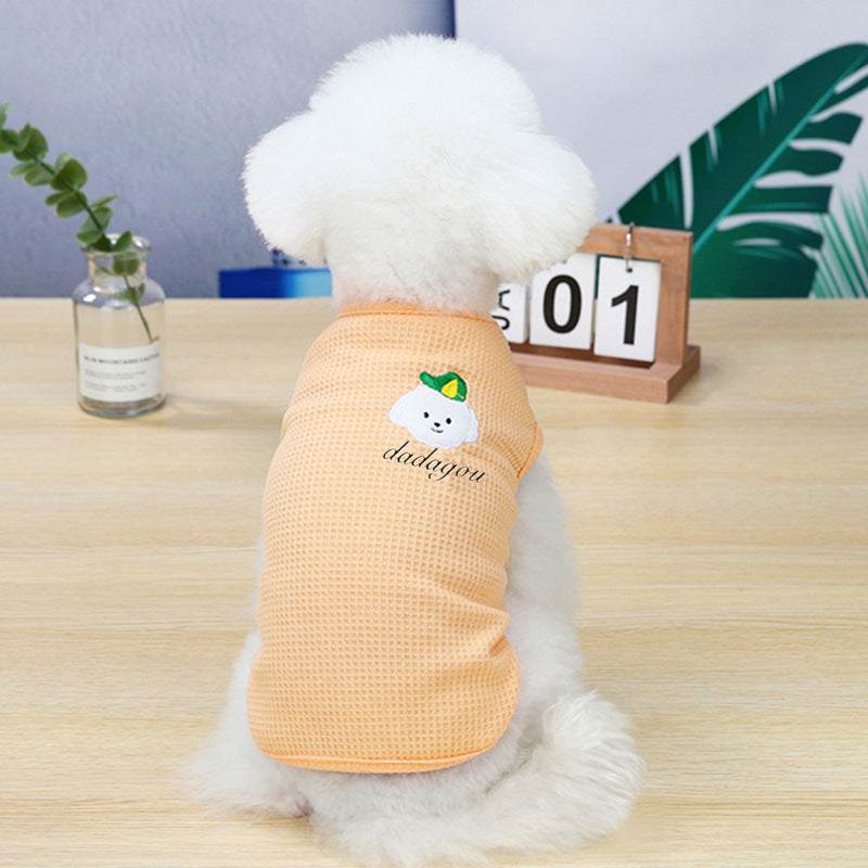 HKM-966291 Embroidered Cotton Dog Vest in Pink, Yellow, and Purple - Multiple Sizes Available