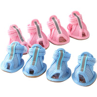 HKM-966355 High-Top Waterproof Cotton Small Dog Shoes in Pink, Red, Yellow, Sky Blue - Sizes 1 to 5