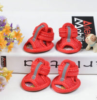 HKM-966355 High-Top Waterproof Cotton Small Dog Shoes in Pink, Red, Yellow, Sky Blue - Sizes 1 to 5