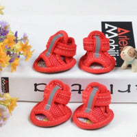 HKM-966355 High-Top Waterproof Cotton Small Dog Shoes in Pink, Red, Yellow, Sky Blue - Sizes 1 to 5