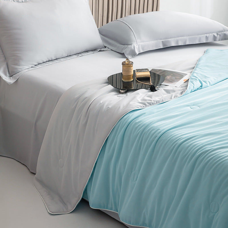 HKM-966355 Washable Cool Fiber Solid Color Summer Quilt - Available in Single, Double, Plus-Sized Options