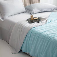 HKM-966355 Washable Cool Fiber Solid Color Summer Quilt - Available in Single, Double, Plus-Sized Options