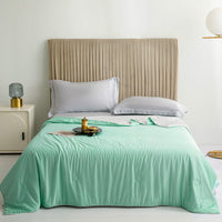 HKM-966355 Washable Cool Fiber Solid Color Summer Quilt - Available in Single, Double, Plus-Sized Options