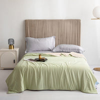 HKM-966355 Washable Cool Fiber Solid Color Summer Quilt - Available in Single, Double, Plus-Sized Options