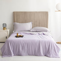 HKM-966355 Washable Cool Fiber Solid Color Summer Quilt - Available in Single, Double, Plus-Sized Options