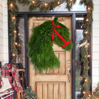 HKM-966483 Farmhouse Christmas Wreath with Double Horse Head Design and Simulation Pine Branches