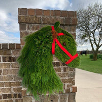 HKM-966483 Farmhouse Christmas Wreath with Double Horse Head Design and Simulation Pine Branches