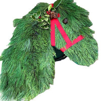 HKM-966483 Farmhouse Christmas Wreath with Double Horse Head Design and Simulation Pine Branches