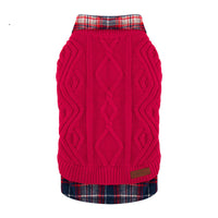 HKM-966547 Cozy British-Style Pet Sweater for Autumn and Winter in Red and Royal Blue