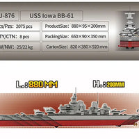 HKM-966611 Military Ships Building Block Toy Set with Figures - 2075 Pieces for Ages 6 and Up
