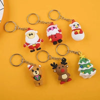 HKM-966867 3D Soft Rubber Cartoon Keychain for Christmas Gifts and Kindergarten Prizes