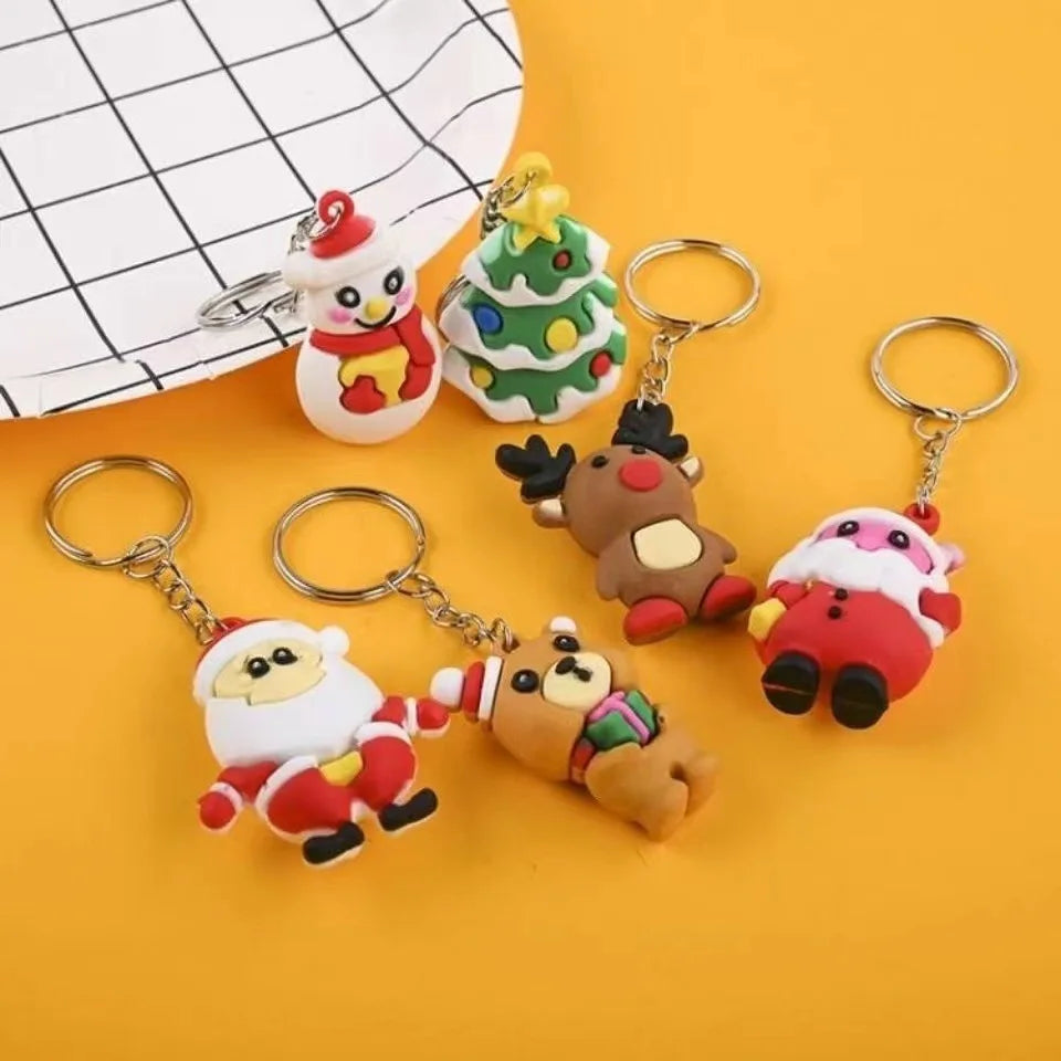 HKM-966867 3D Soft Rubber Cartoon Keychain for Christmas Gifts and Kindergarten Prizes