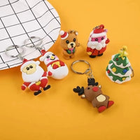 HKM-966867 3D Soft Rubber Cartoon Keychain for Christmas Gifts and Kindergarten Prizes