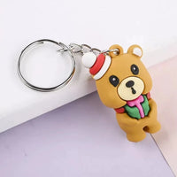HKM-966867 3D Soft Rubber Cartoon Keychain for Christmas Gifts and Kindergarten Prizes