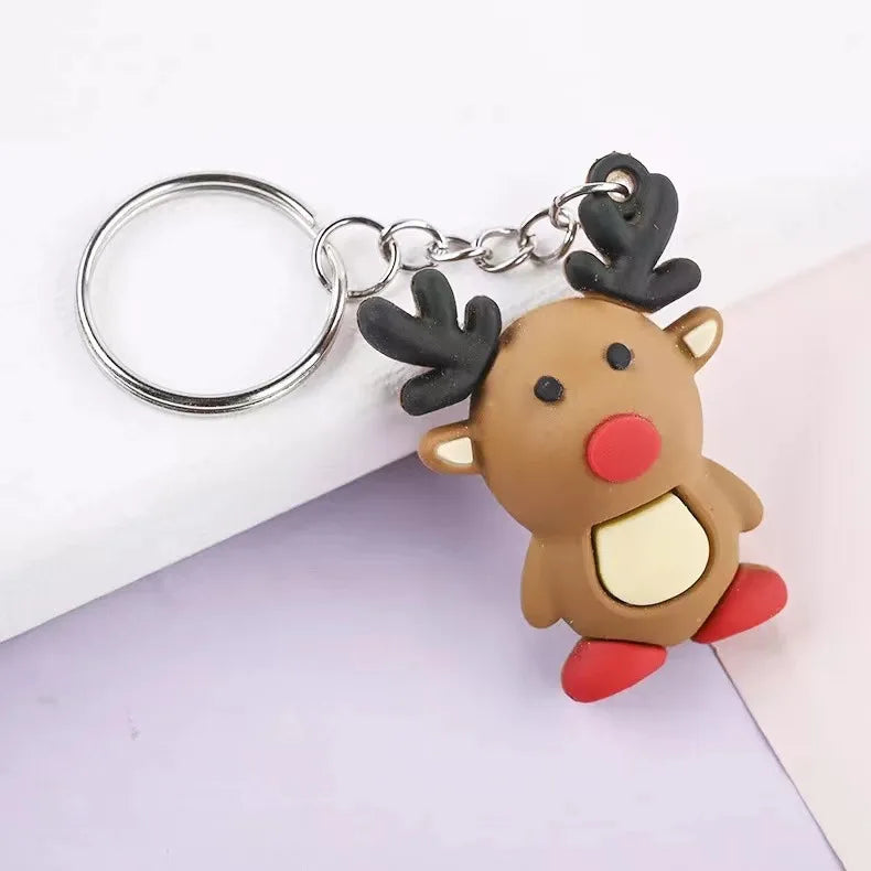 HKM-966867 3D Soft Rubber Cartoon Keychain for Christmas Gifts and Kindergarten Prizes