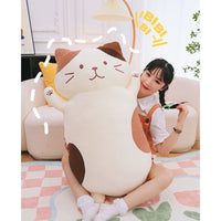 HKM-967059 Cheese Cat Plush Toy - Soft Velvet Sleeping Doll Pillow, Available in Multiple Sizes