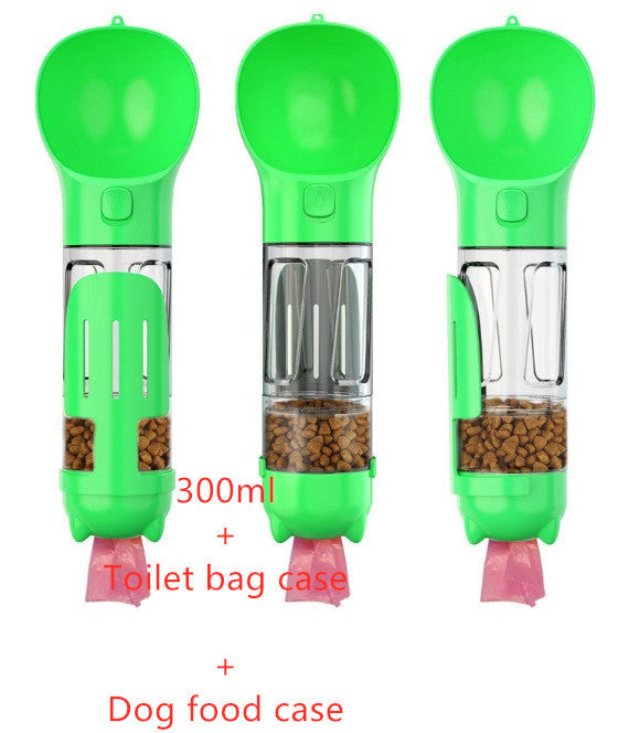 HKM-967059 Portable 3-in-1 Dog Water Bottle with Food Container and Garbage Bag Storage