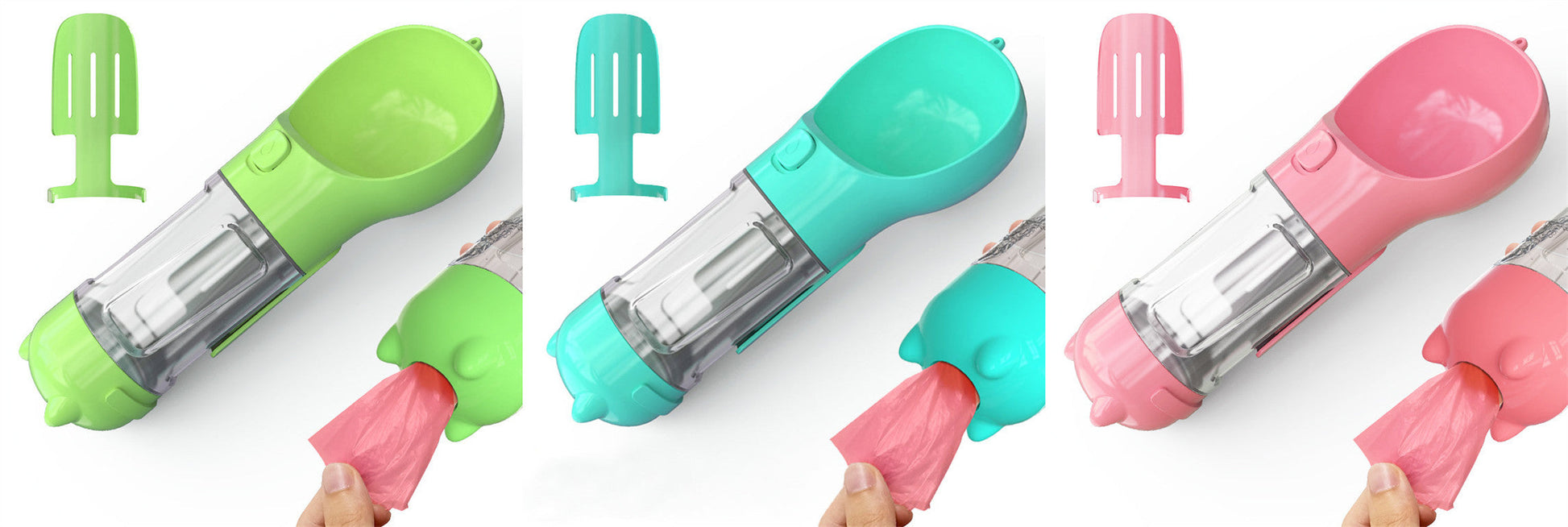 HKM-967059 Portable 3-in-1 Dog Water Bottle with Food Container and Garbage Bag Storage