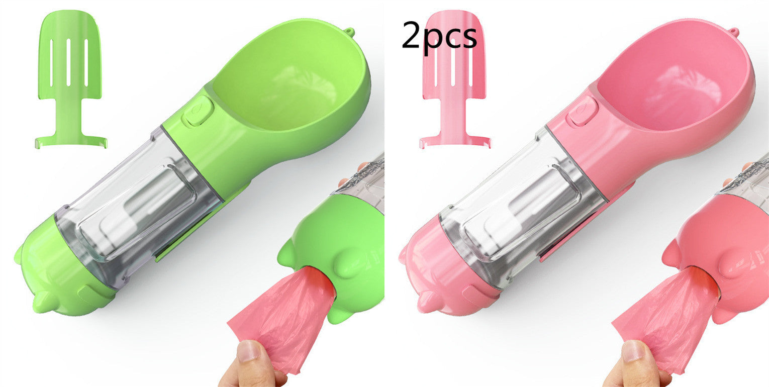 HKM-967059 Portable 3-in-1 Dog Water Bottle with Food Container and Garbage Bag Storage
