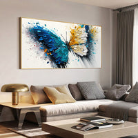 HKM-967123 Vibrant Handmade Abstract Animal Butterfly Canvas Art - Modern Oil Painting for Living Room Decor