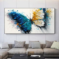 HKM-967123 Vibrant Handmade Abstract Animal Butterfly Canvas Art - Modern Oil Painting for Living Room Decor