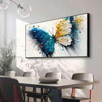 HKM-967123 Vibrant Handmade Abstract Animal Butterfly Canvas Art - Modern Oil Painting for Living Room Decor