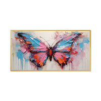 HKM-967123 Vibrant Handmade Abstract Animal Butterfly Canvas Art - Modern Oil Painting for Living Room Decor
