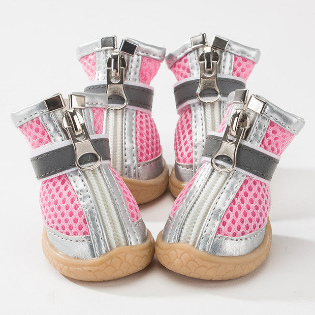 HKM-967187 Breathable Non-Slip Dog Shoes with Wear-Resistant Sole - 4 PCS Set