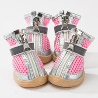 HKM-967187 Breathable Non-Slip Dog Shoes with Wear-Resistant Sole - 4 PCS Set
