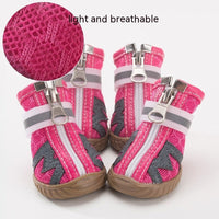 HKM-967187 Breathable Non-Slip Dog Shoes with Wear-Resistant Sole - 4 PCS Set