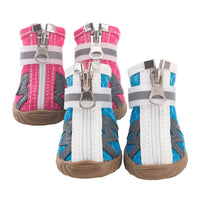 HKM-967187 Breathable Non-Slip Dog Shoes with Wear-Resistant Sole - 4 PCS Set